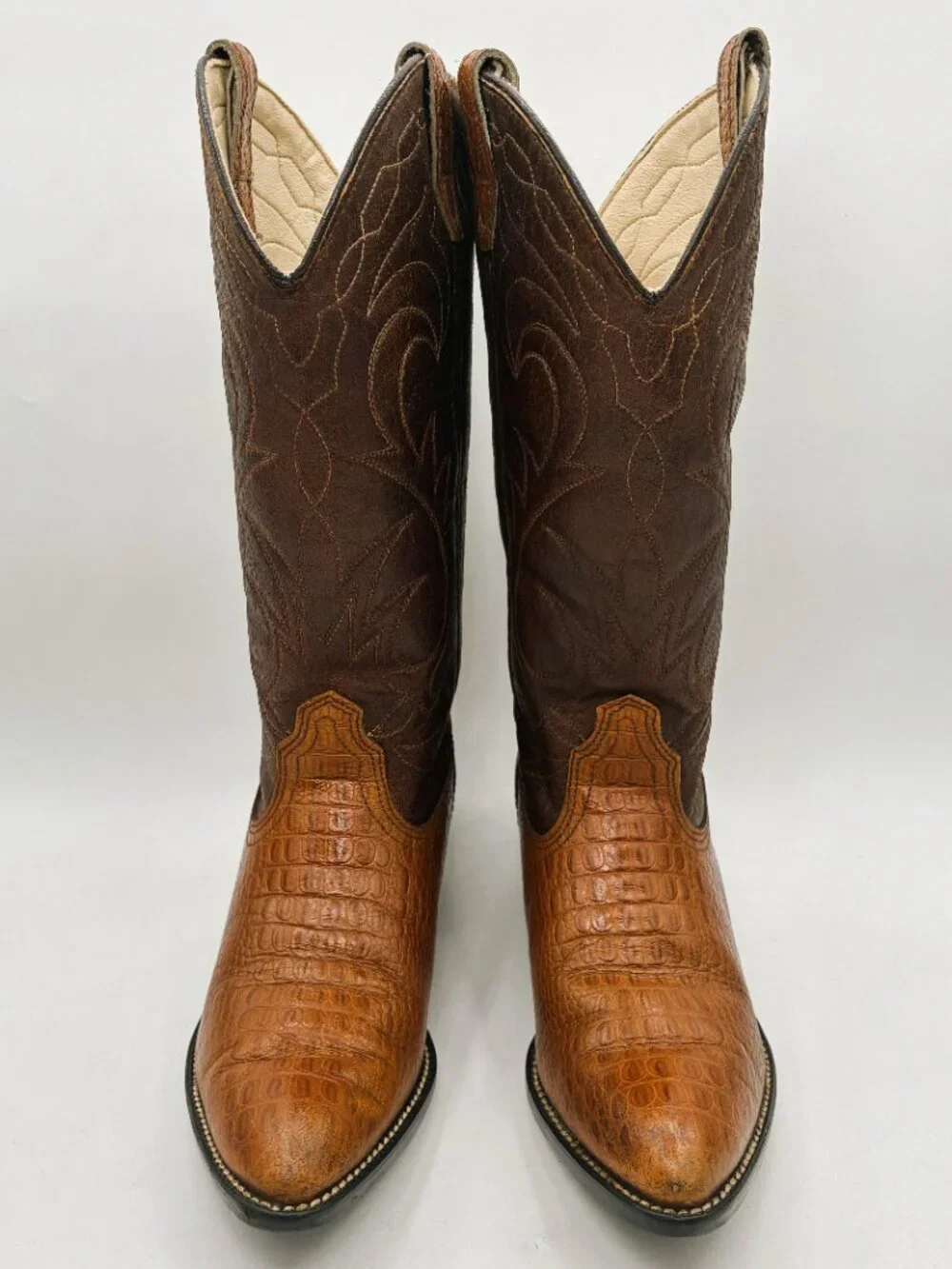 Vintage ACME 2334 Western Cowboy Boots Brown Leather Balance Youth Sz 3.5 D, VGC